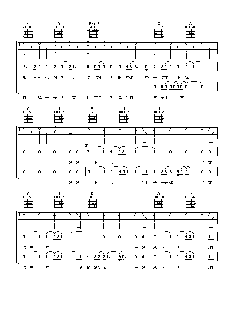 好好活下去吉他谱第(2)页