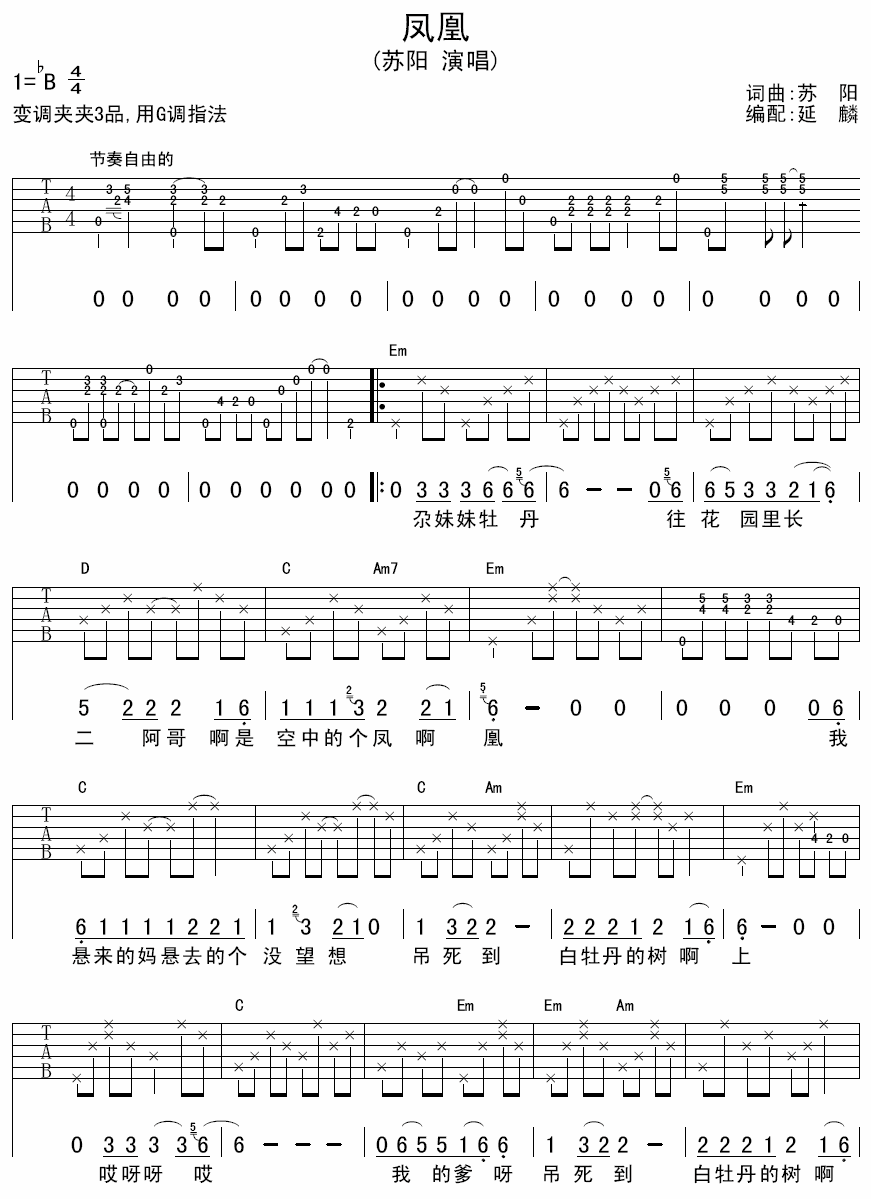 凤凰吉他谱第(1)页