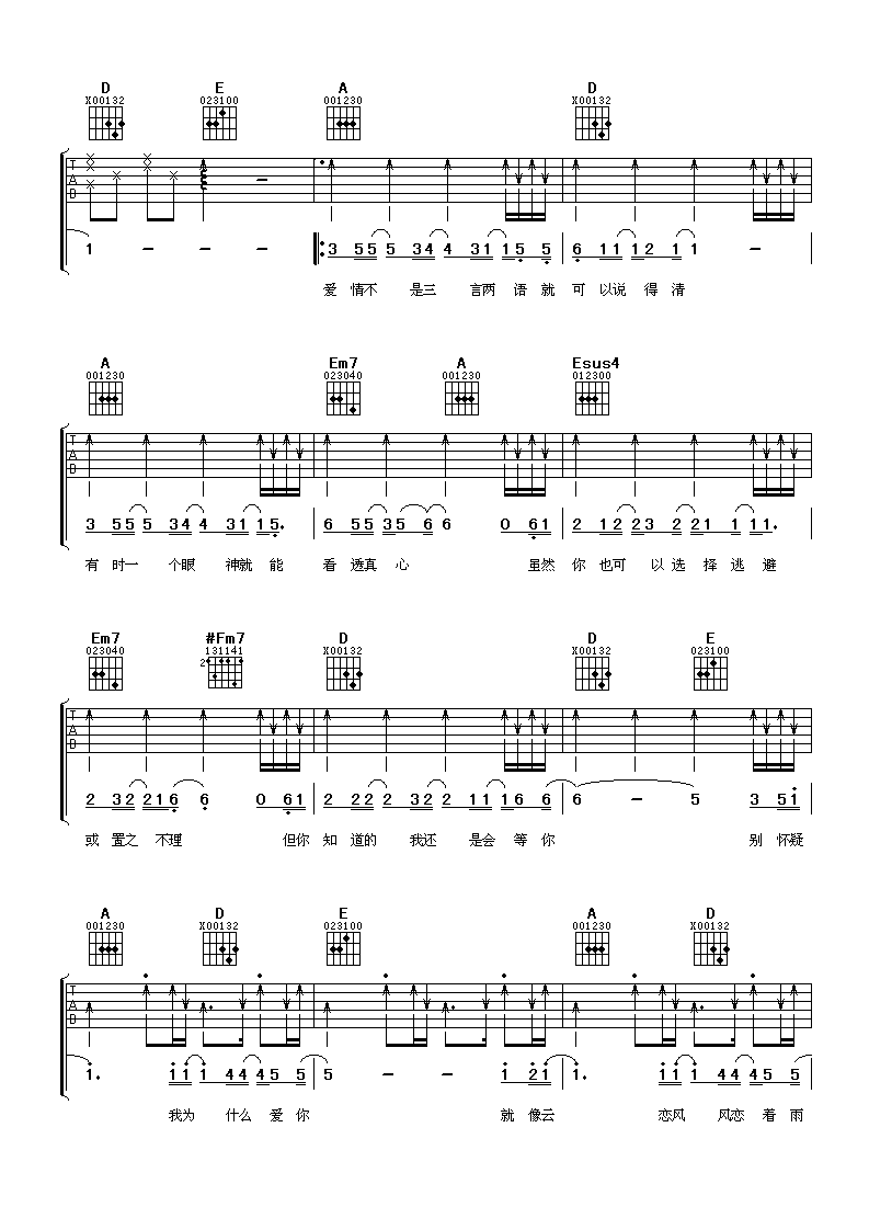 因为是你吉他谱第(2)页