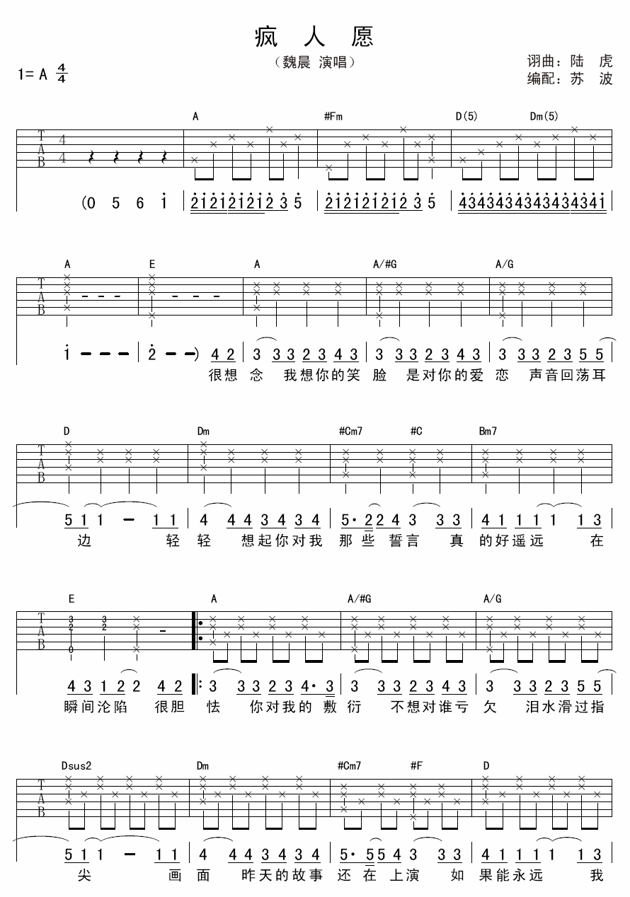 疯人愿吉他谱第(1)页
