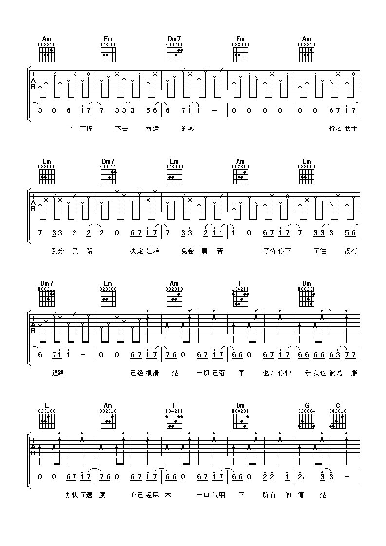 投名状吉他谱第(2)页