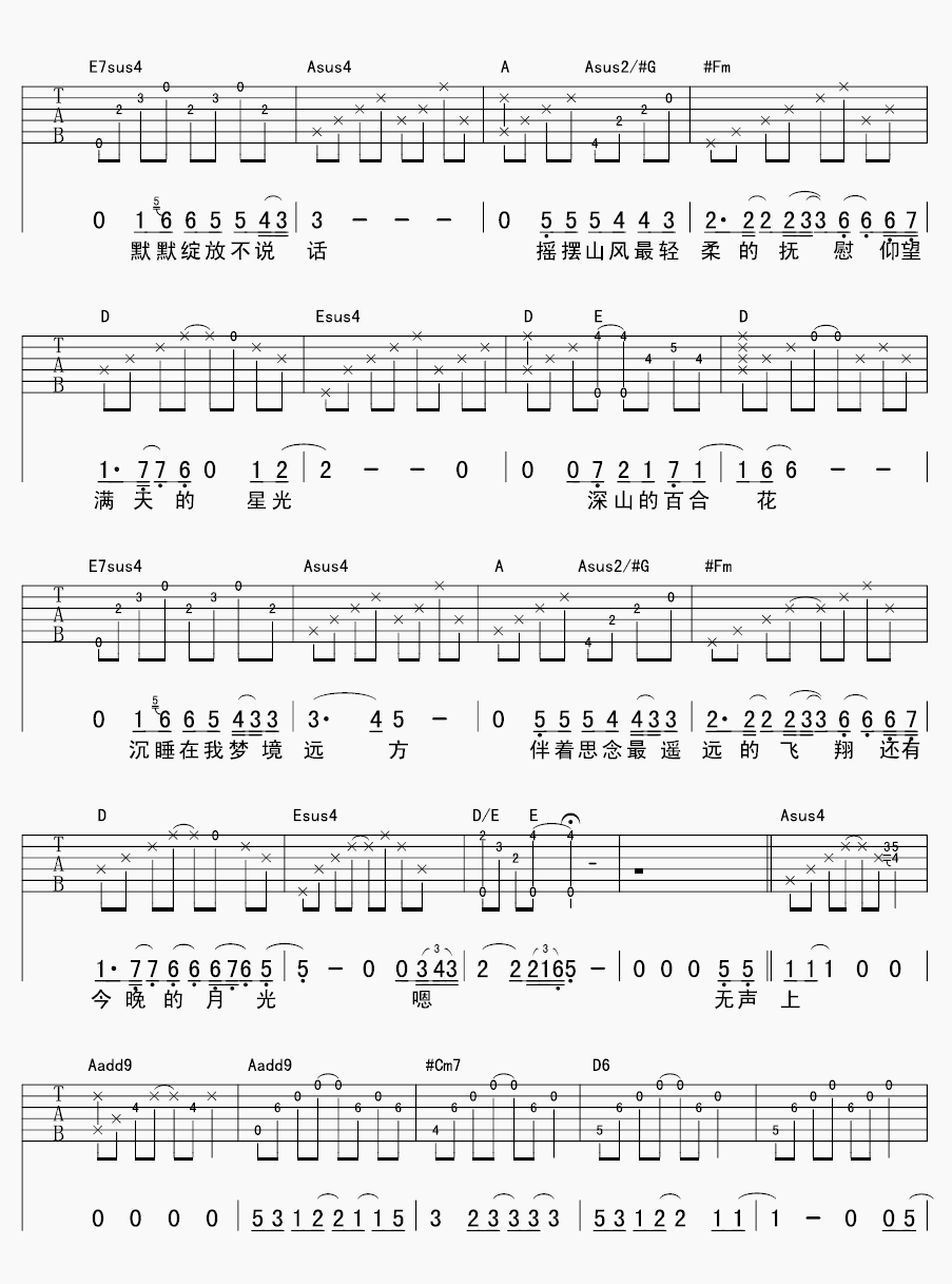 月光吉他谱第(2)页