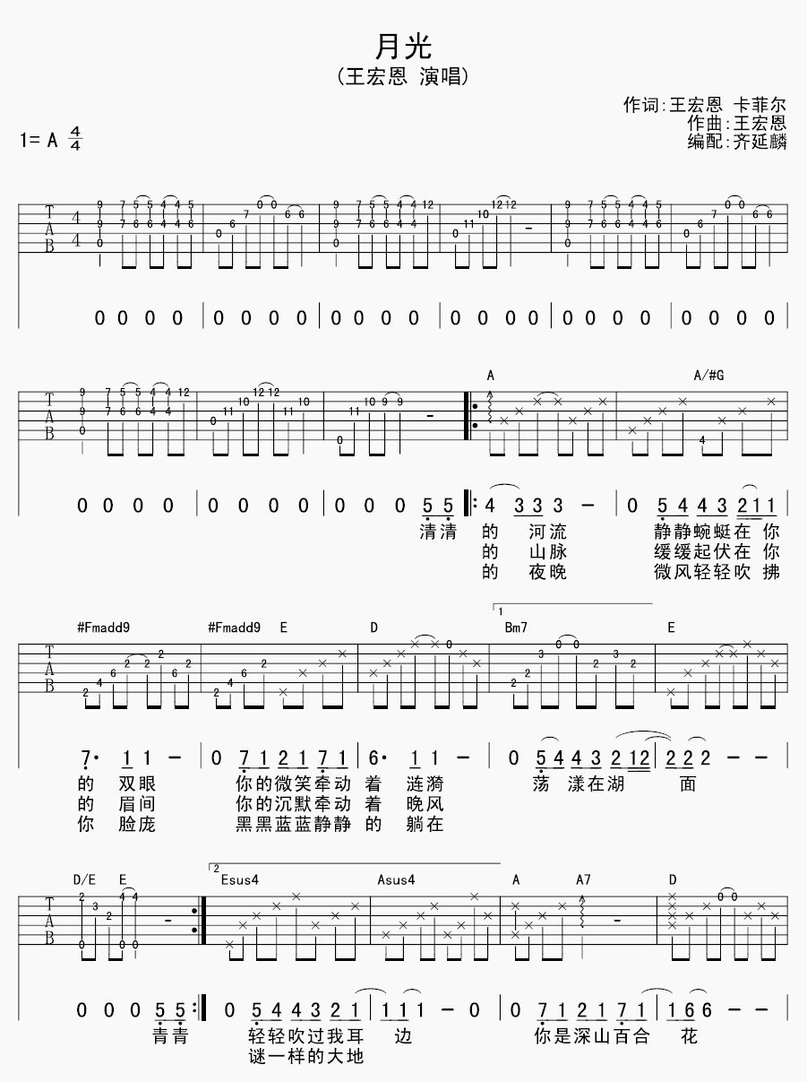 月光吉他谱第(1)页