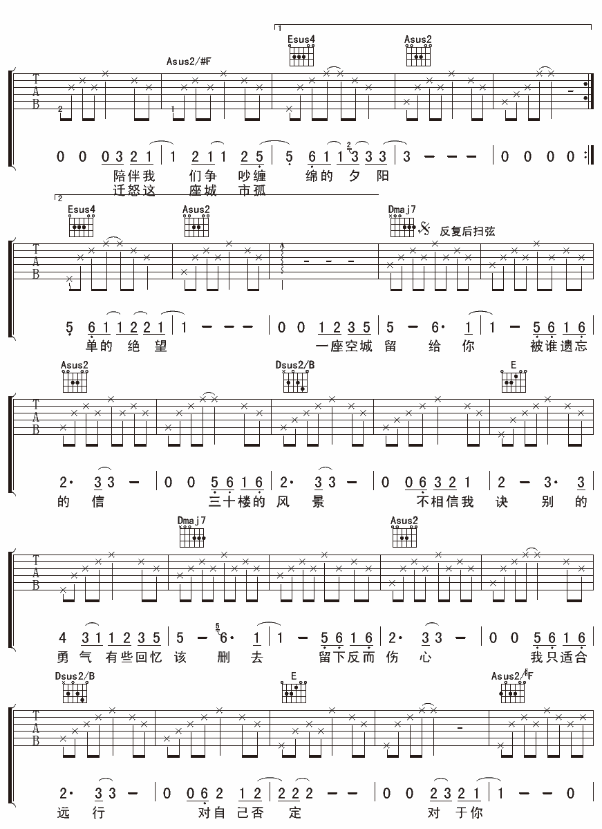 两湾城吉他谱第(2)页