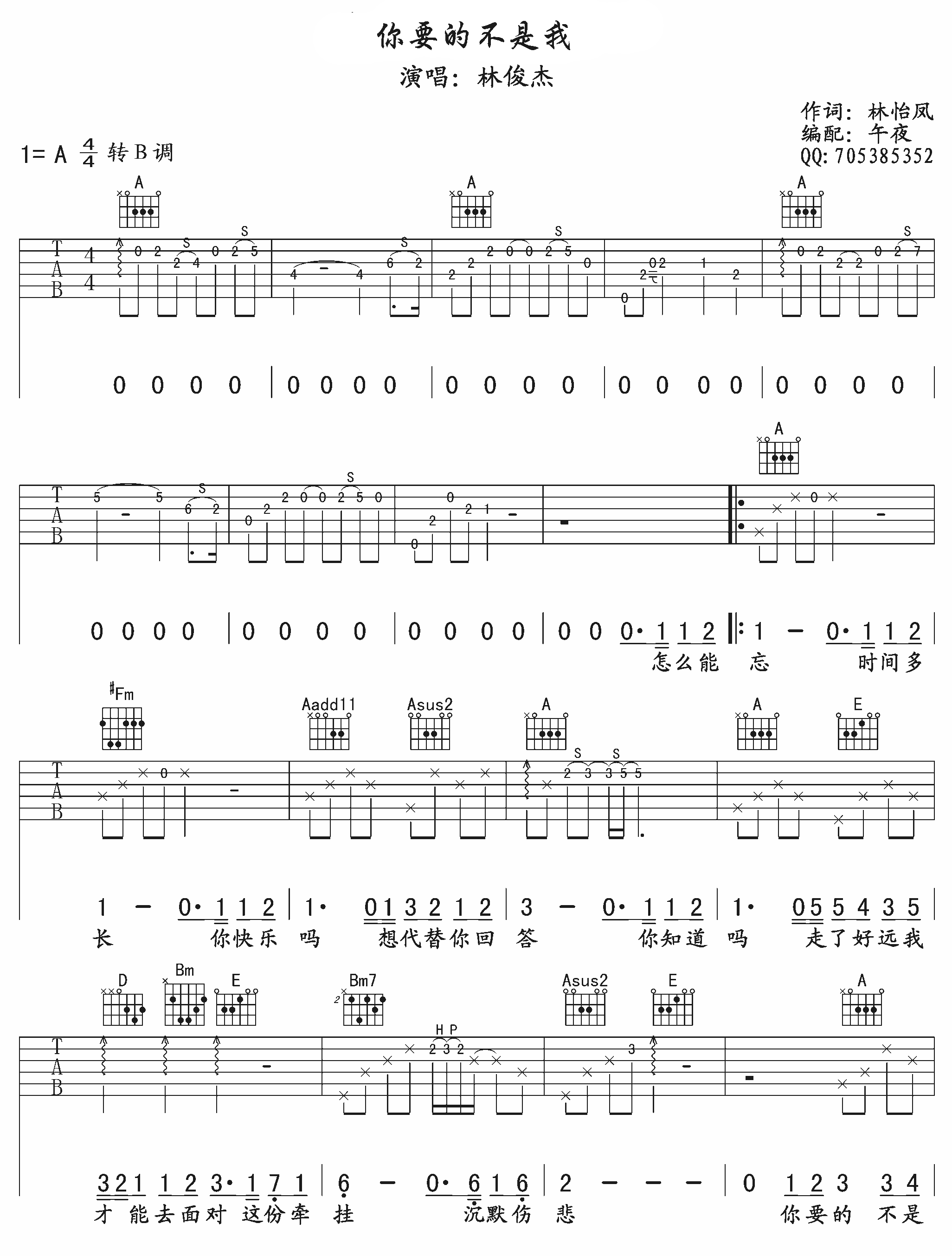 你要的不是我吉他谱第(1)页