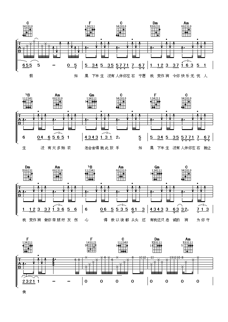 让我变作你的狗吉他谱第(2)页