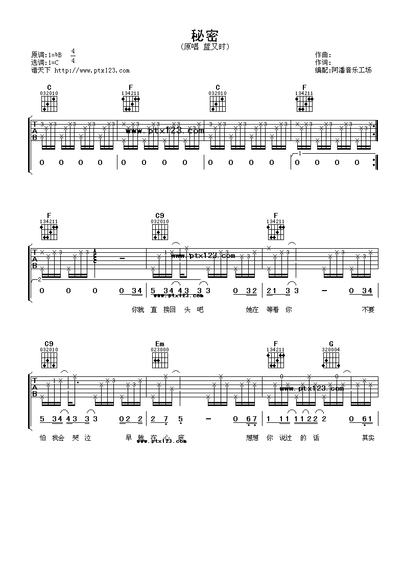秘密吉他谱第(1)页