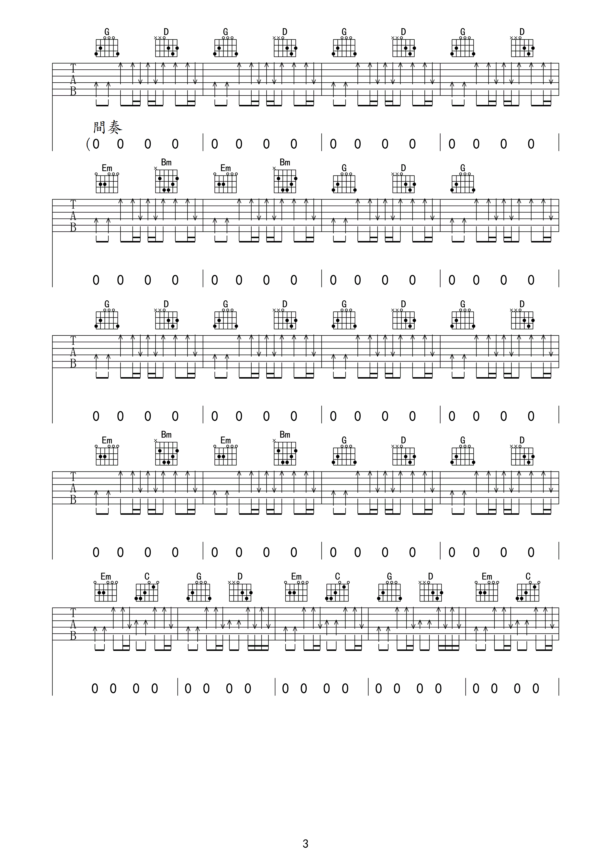 平凡之路高清版吉他谱第(3)页