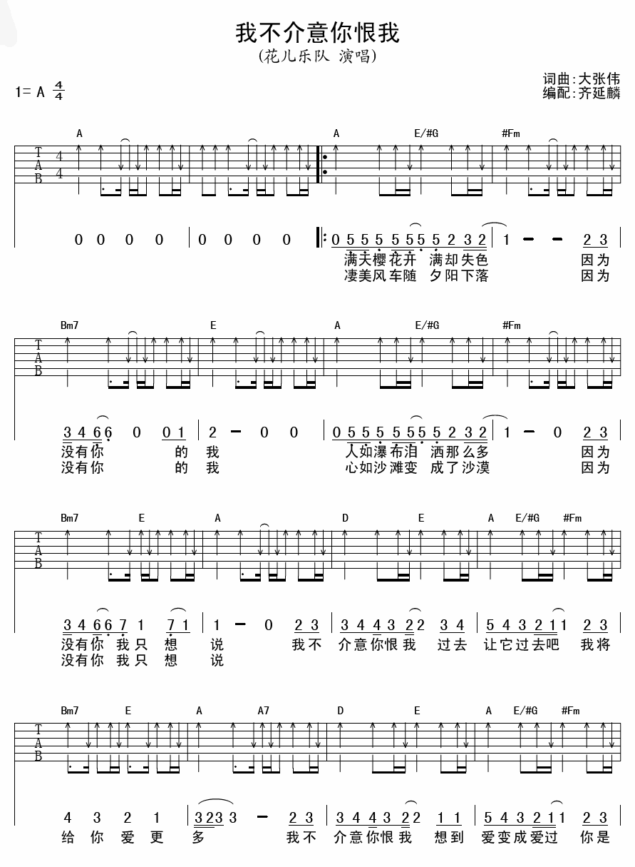 我不介意你恨我吉他谱第(1)页