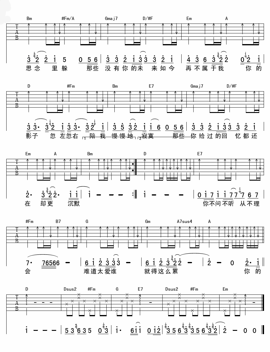影子高清版吉他谱第(2)页