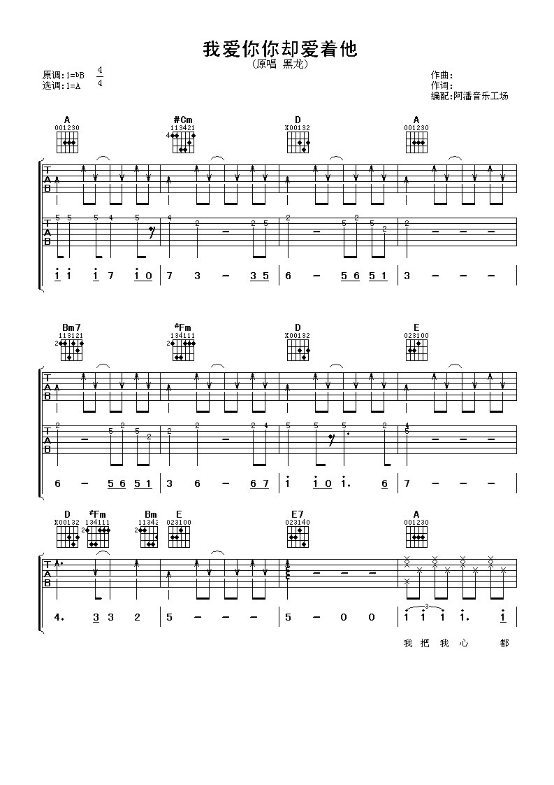 我爱你你却爱着他吉他谱第(1)页