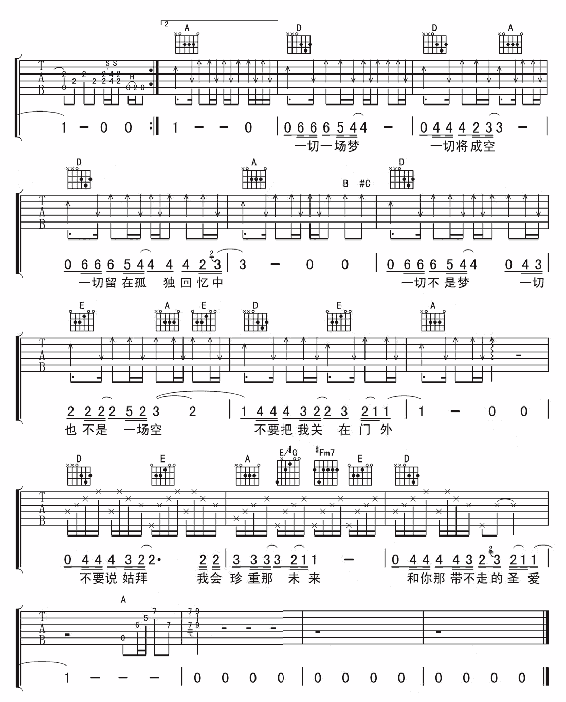 怕你为自己流泪吉他谱第(3)页