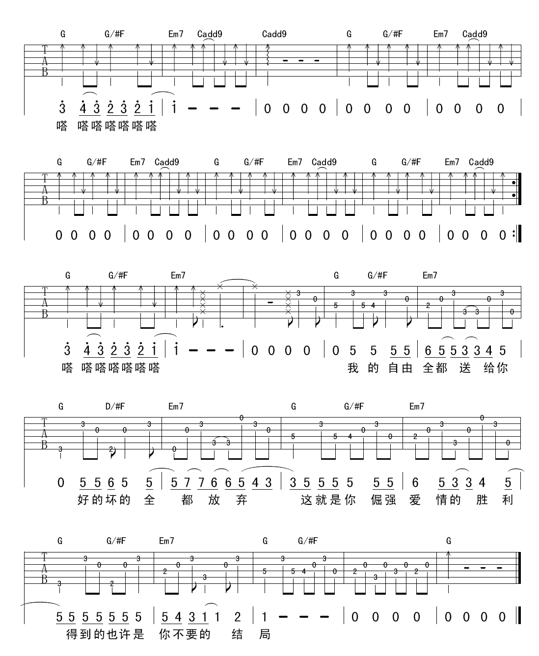 倔强爱情的胜利吉他谱第(3)页