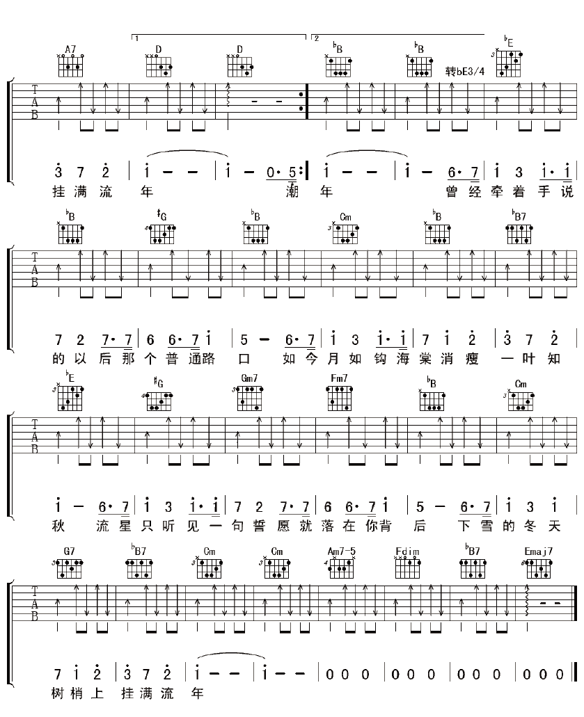 一叶知秋吉他谱第(2)页