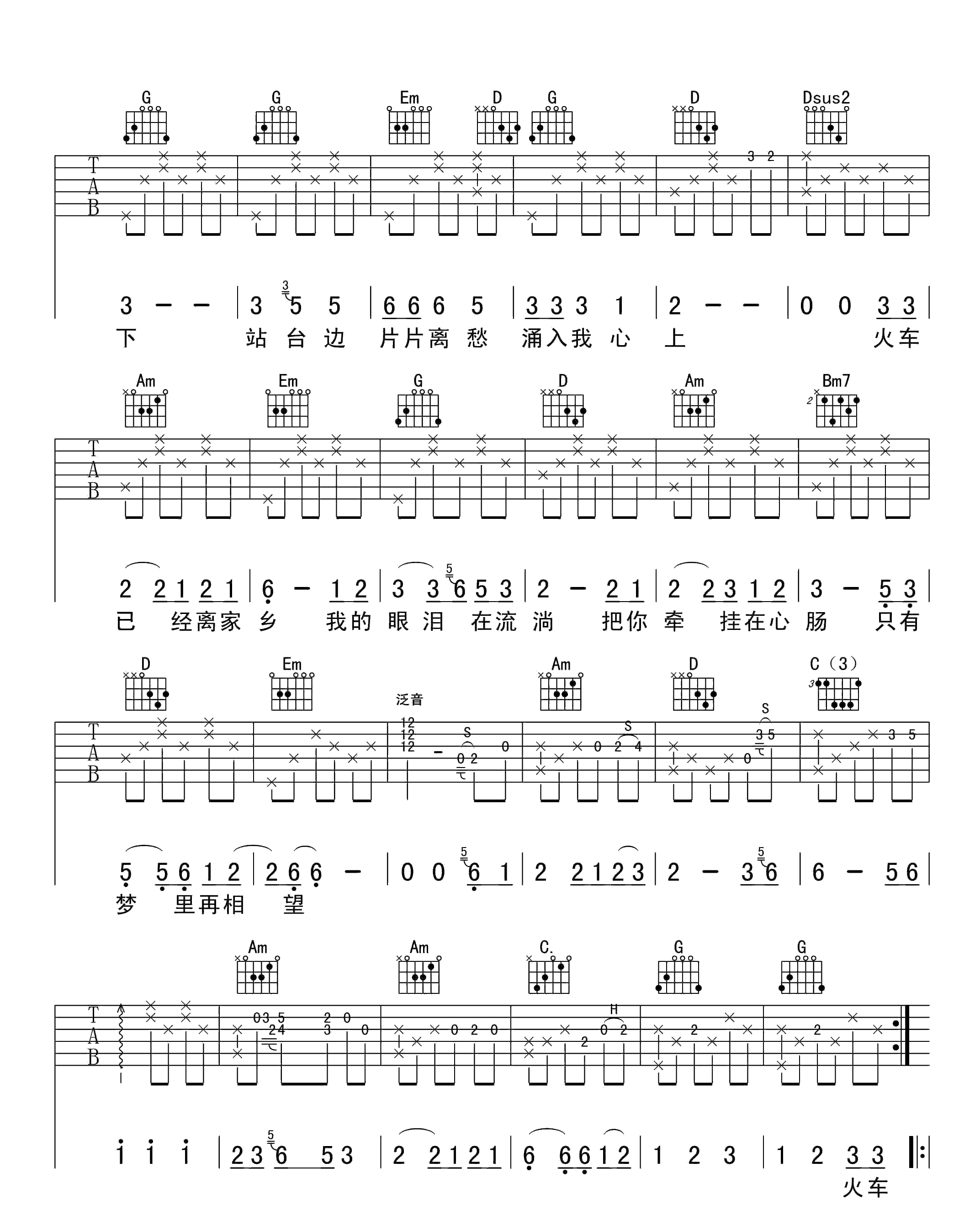 车站吉他谱第(2)页