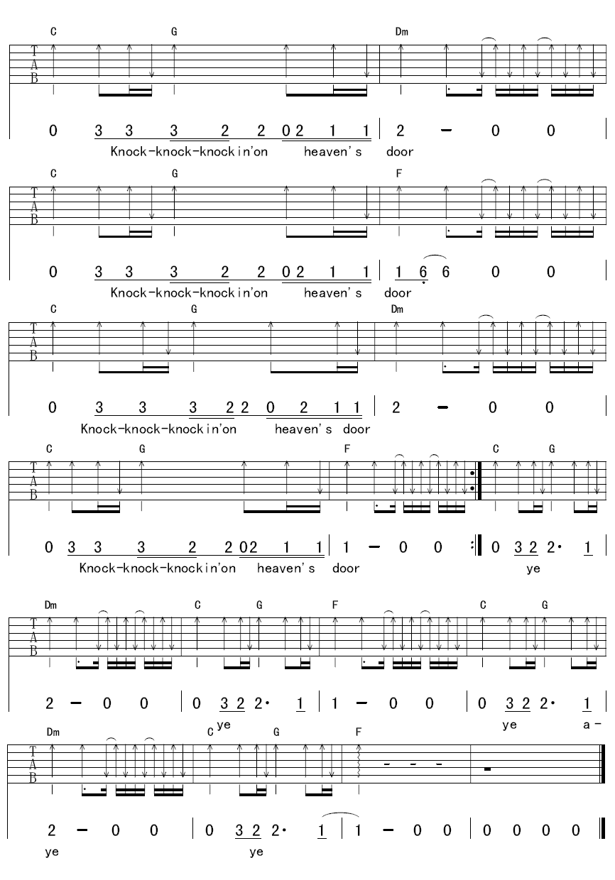 KnockingonHeavensDoor吉他谱第(2)页