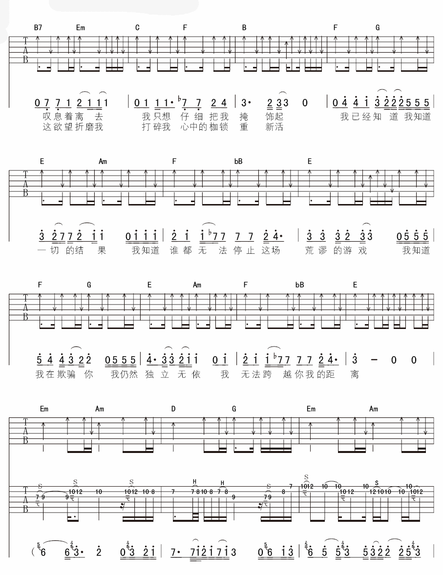 距离吉他谱第(2)页