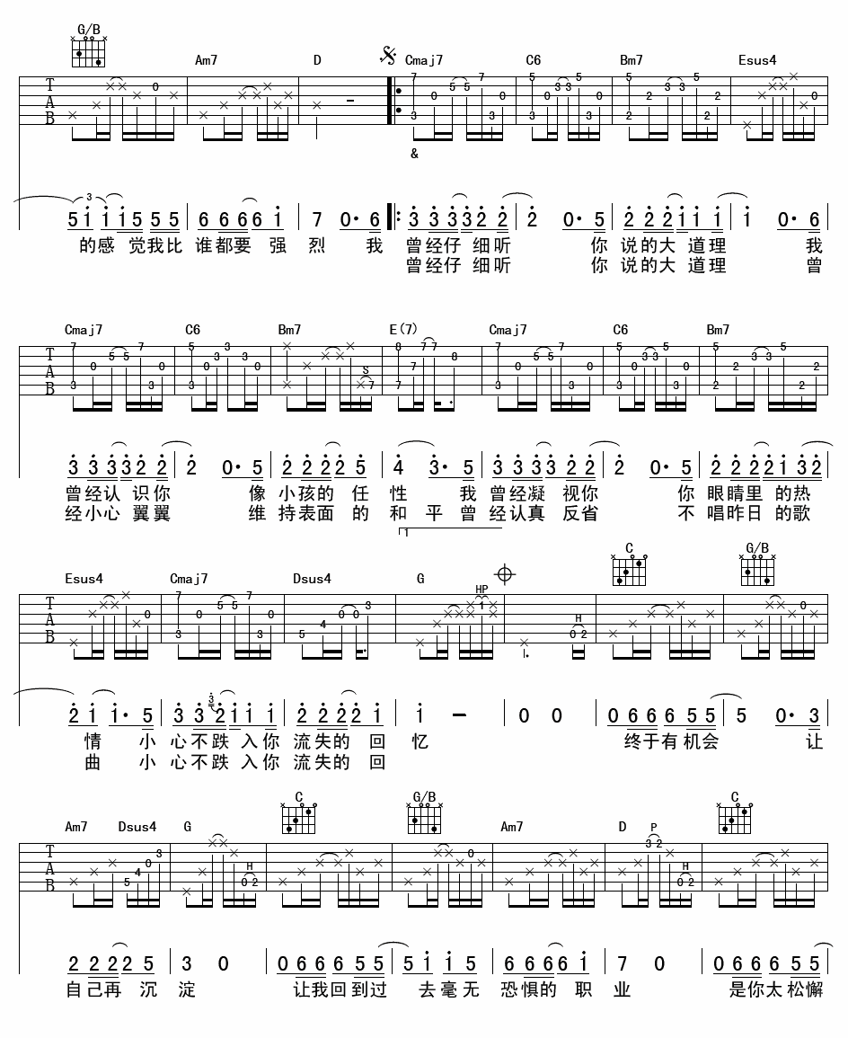 表面的和平吉他谱第(2)页