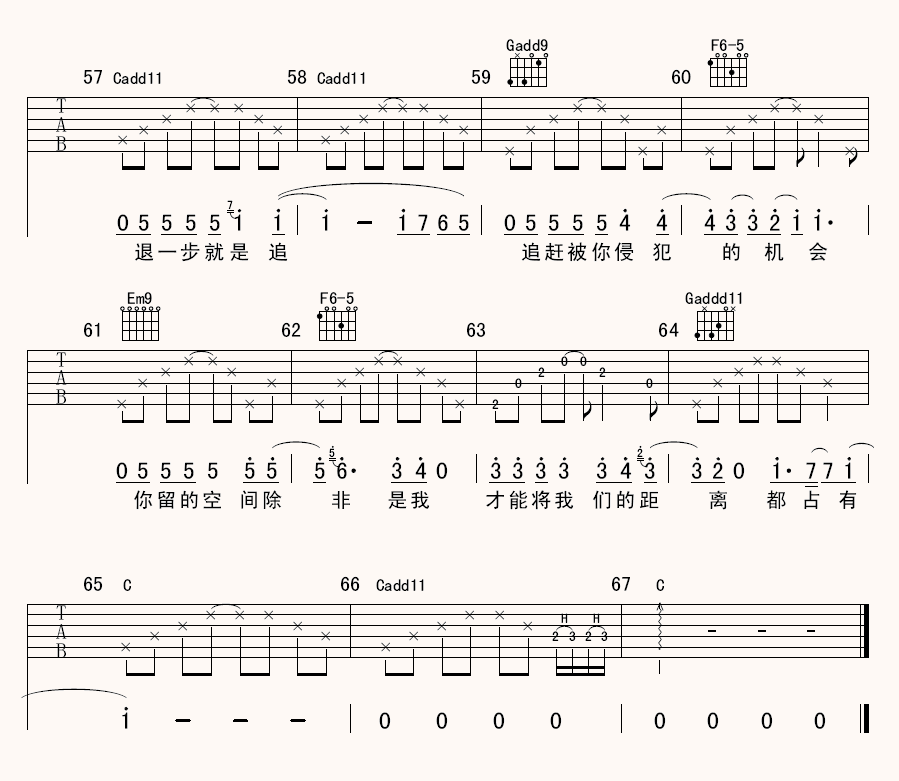 距离E调吉他谱第(4)页