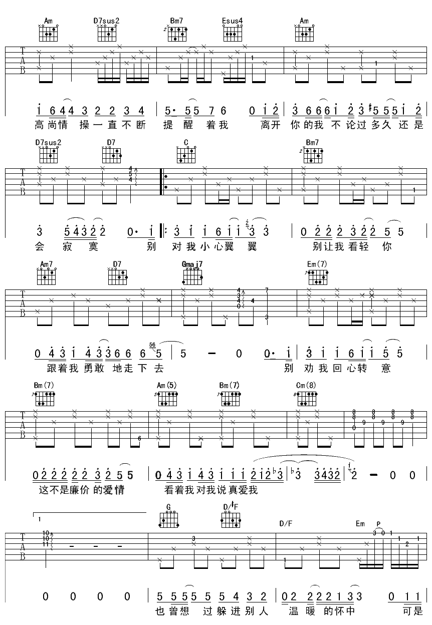 慢歌1吉他谱第(2)页