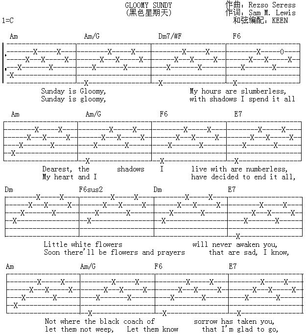 GloomySunday黑色星期天吉他谱第(1)页