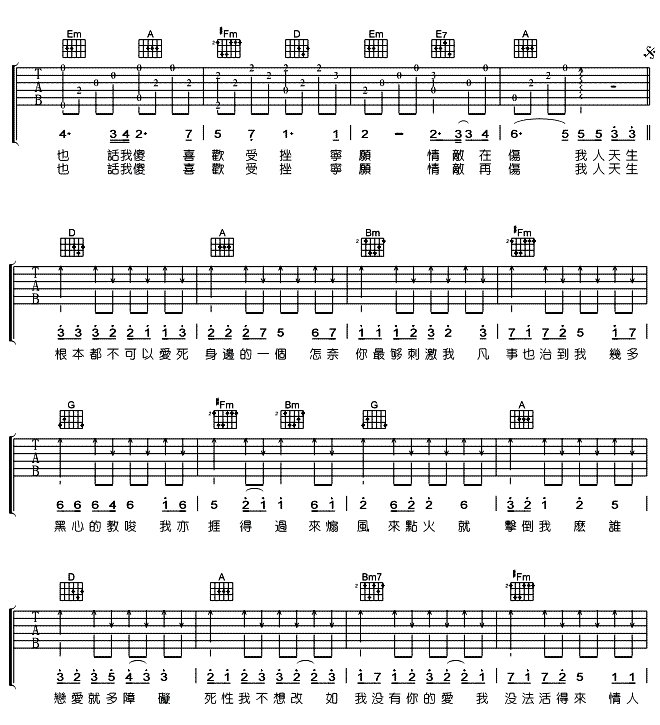 死性不改吉他谱第(2)页