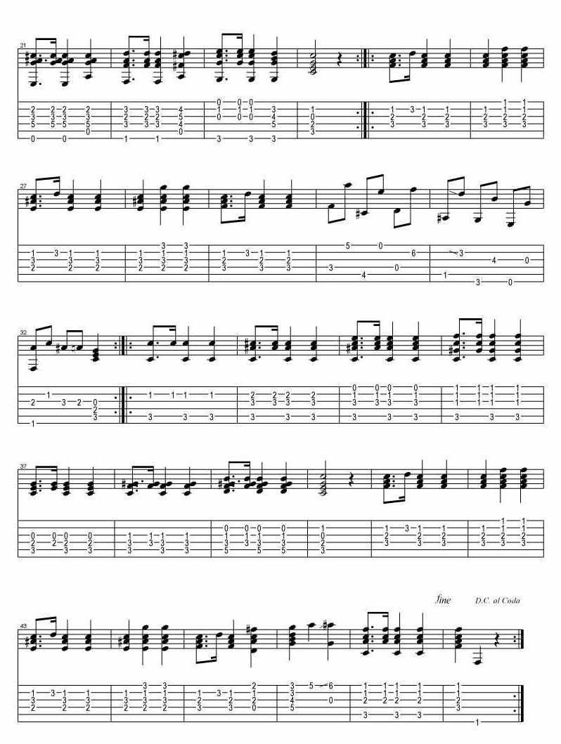 华尔兹指弹吉他谱第(2)页