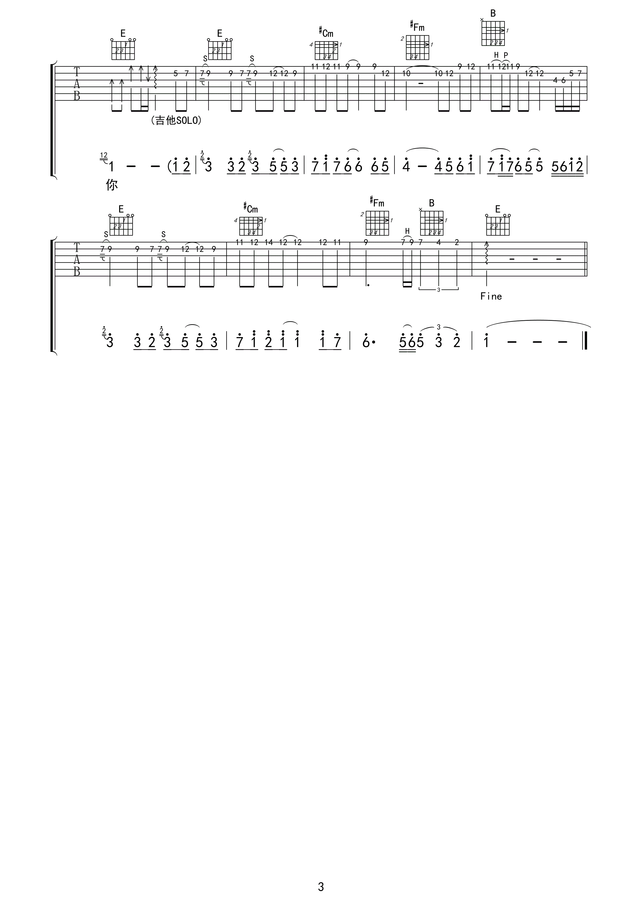 看透爱情看透你吉他谱第(3)页