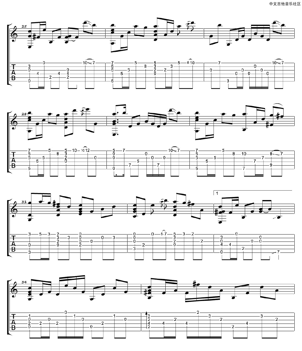 画心高清版指弹吉他谱第(3)页