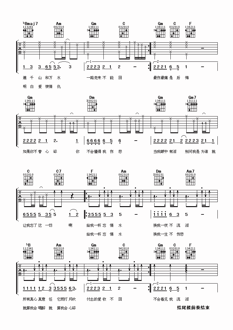 忘情水吉他谱第(2)页