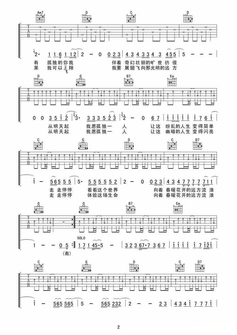 流浪吉他谱第(2)页