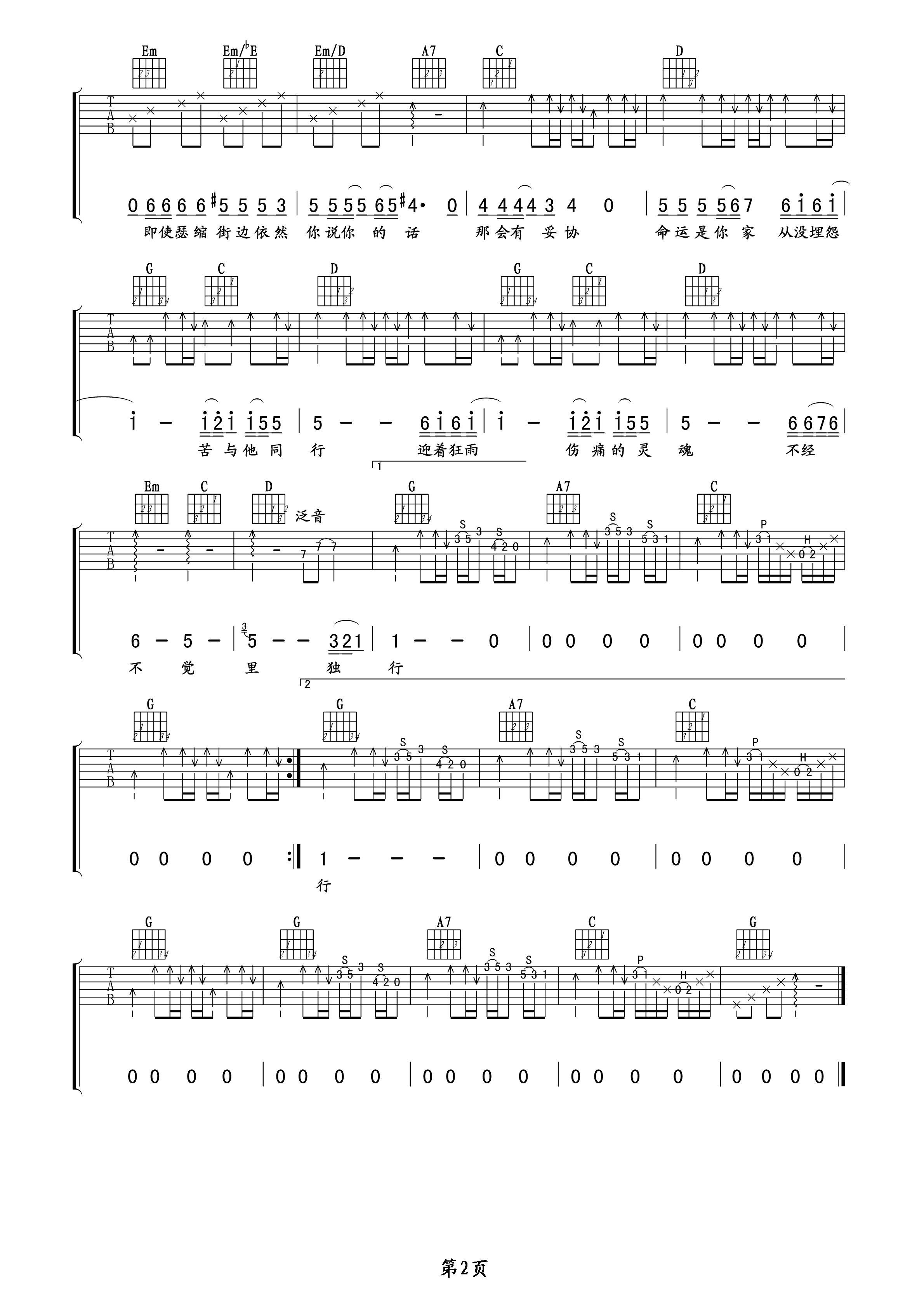 命运是你家吉他谱第(2)页