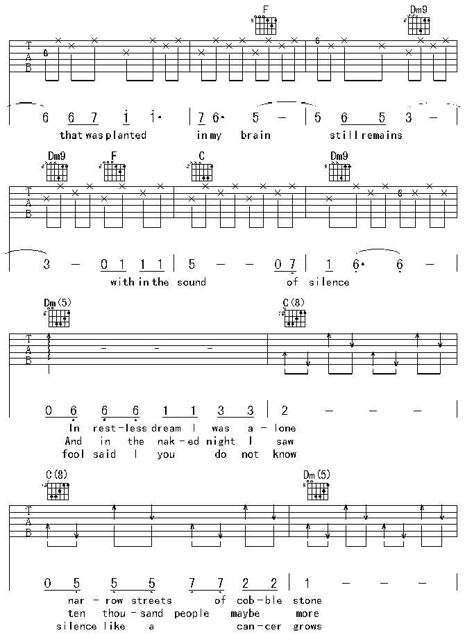 TheSoundsOfSilence吉他谱第(2)页