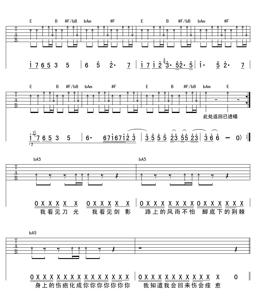 诛仙我回来吉他谱第(3)页