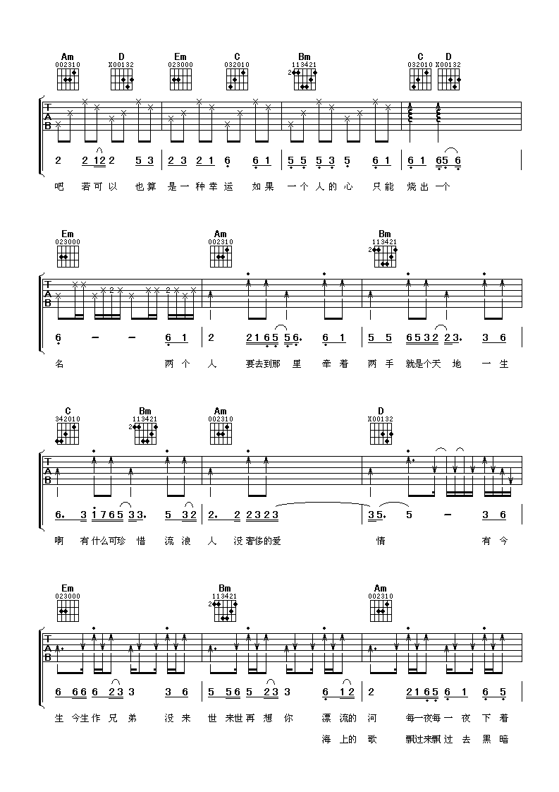 兄弟G调吉他谱第(2)页