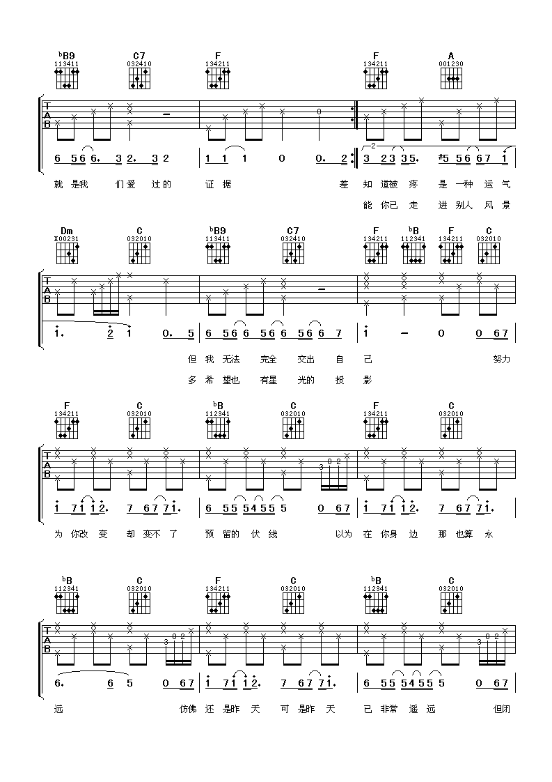 可惜不是你F调吉他谱第(2)页