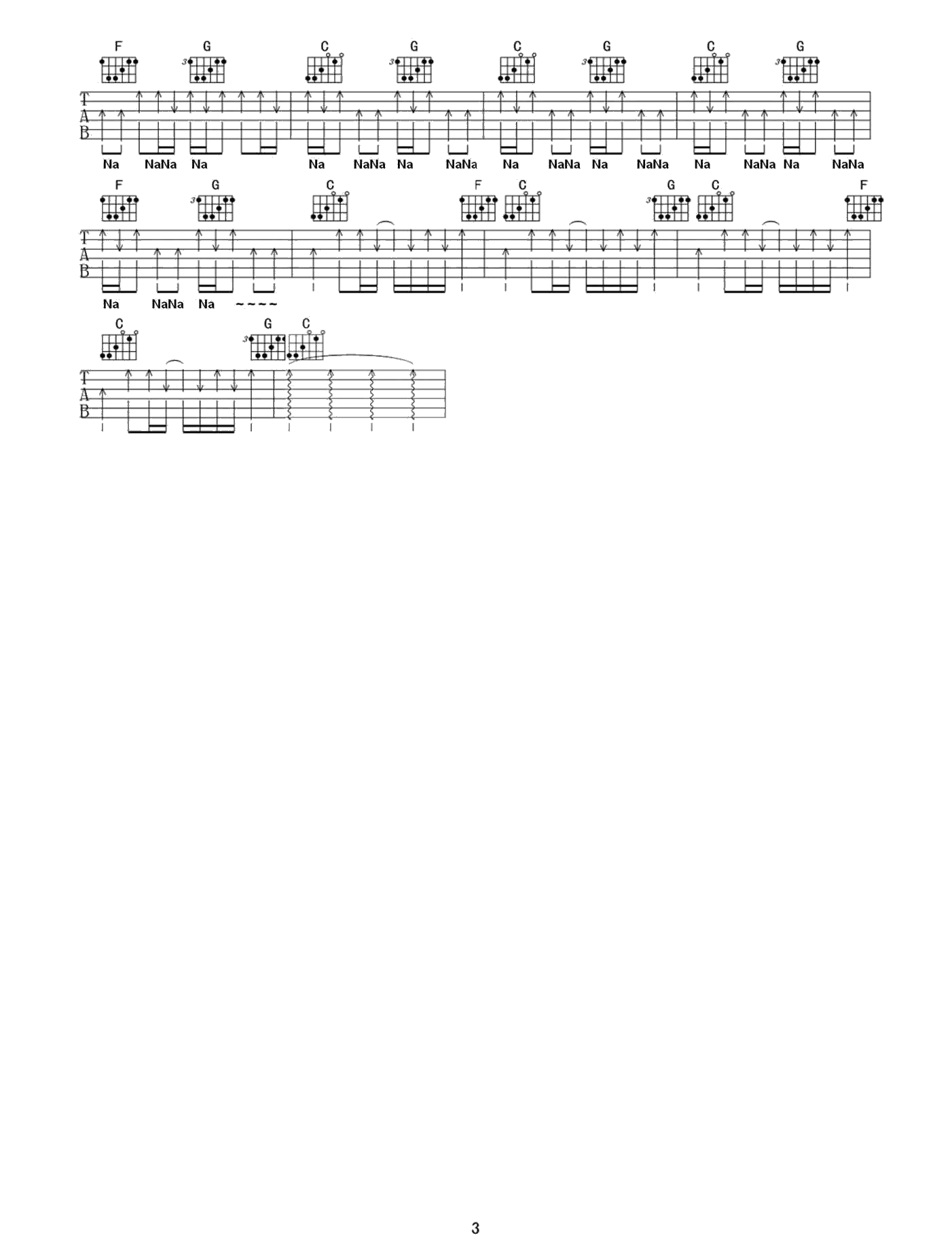 givemesomesunshine吉他谱第(3)页