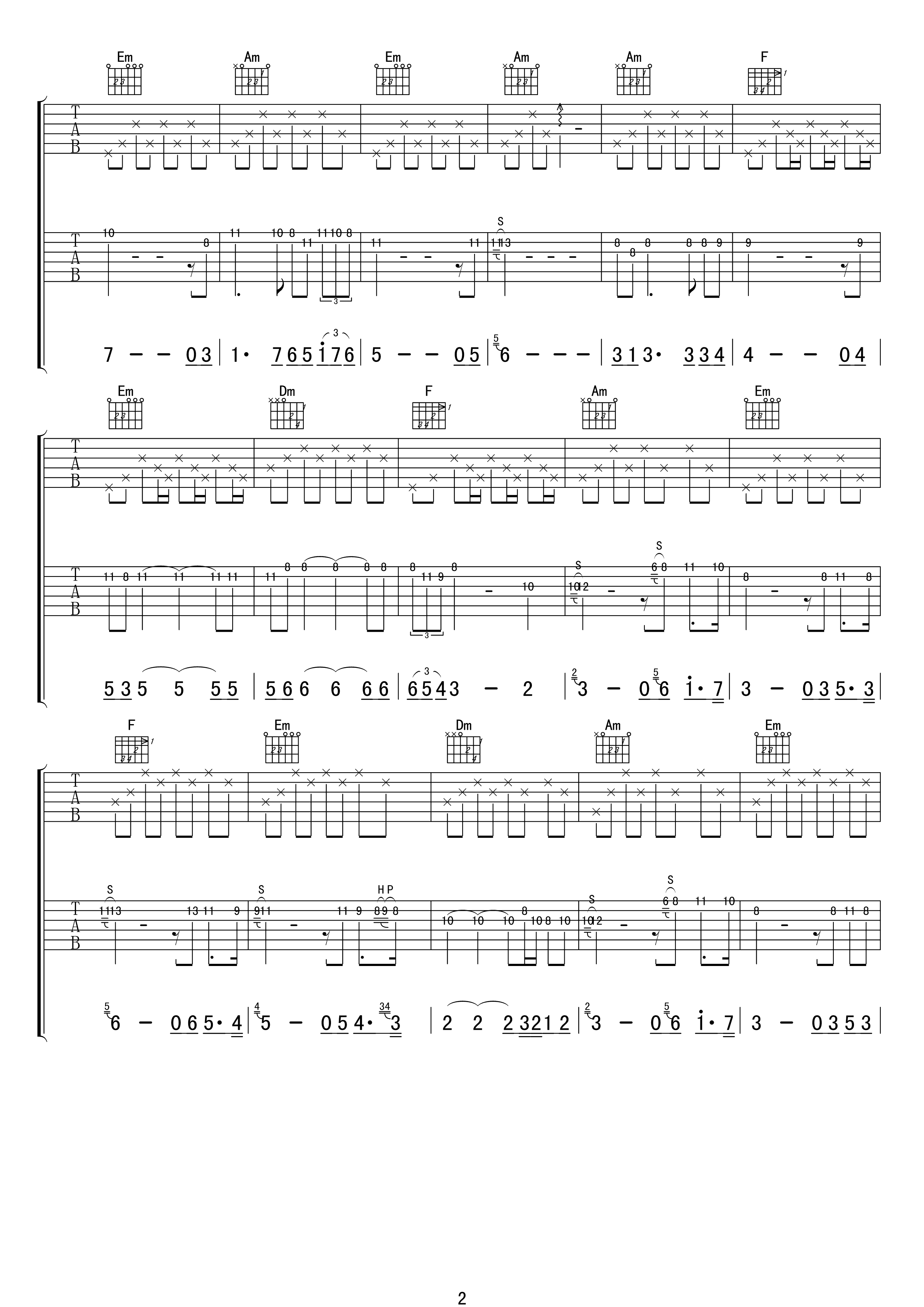 罗密欧与朱丽叶指弹吉他谱第(2)页