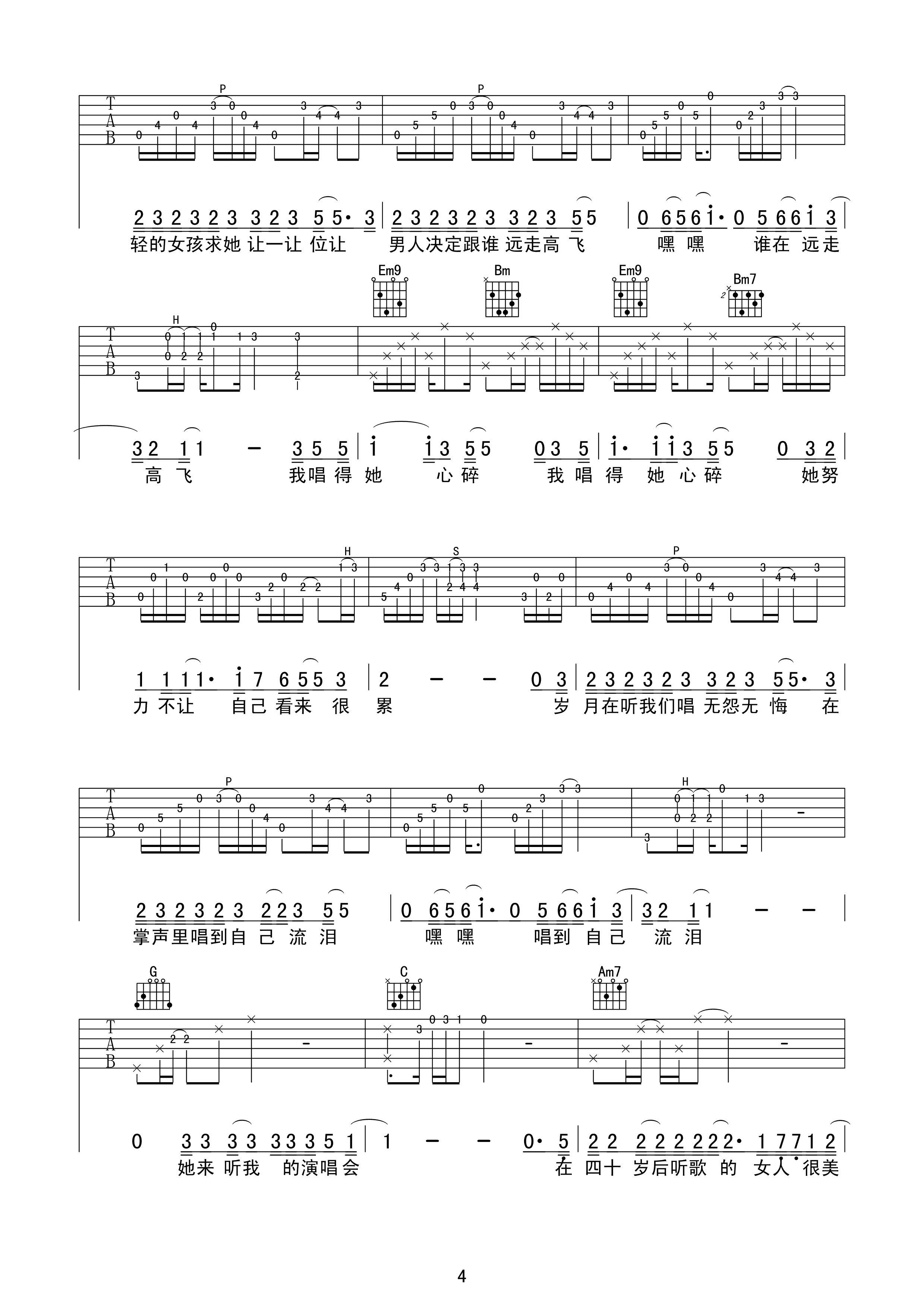 她来听我的演唱会G调吉他谱第(4)页