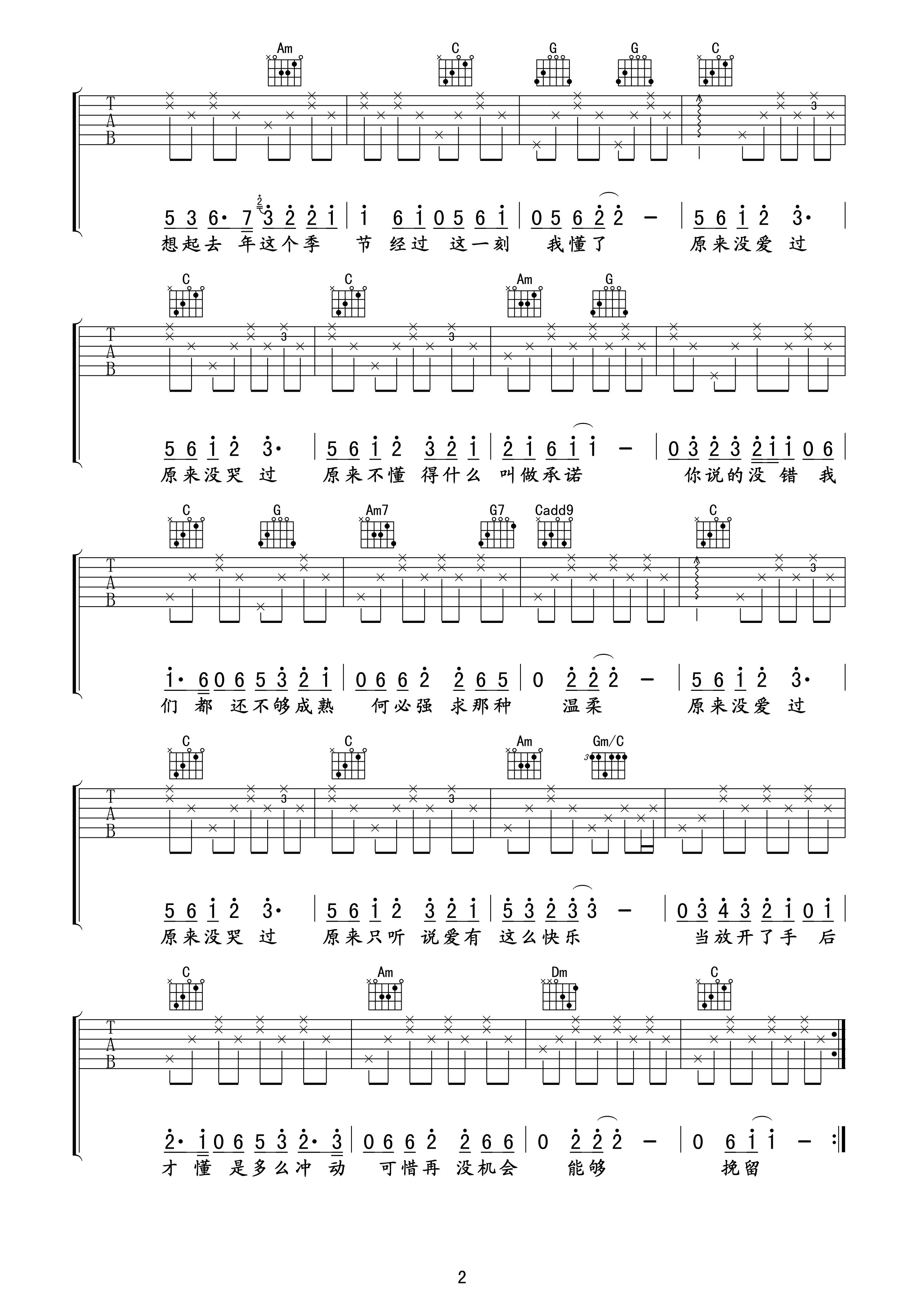 原来吉他谱第(2)页