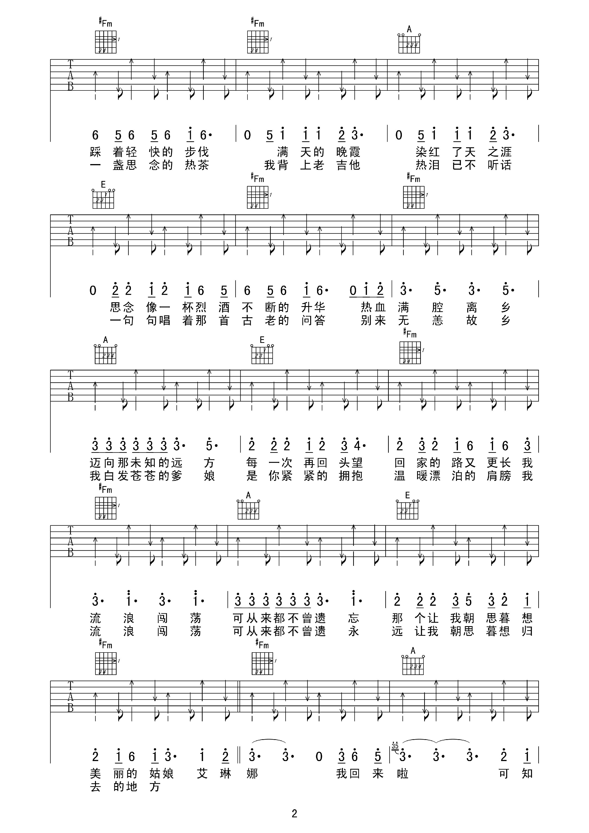 艾琳娜吉他谱第(2)页