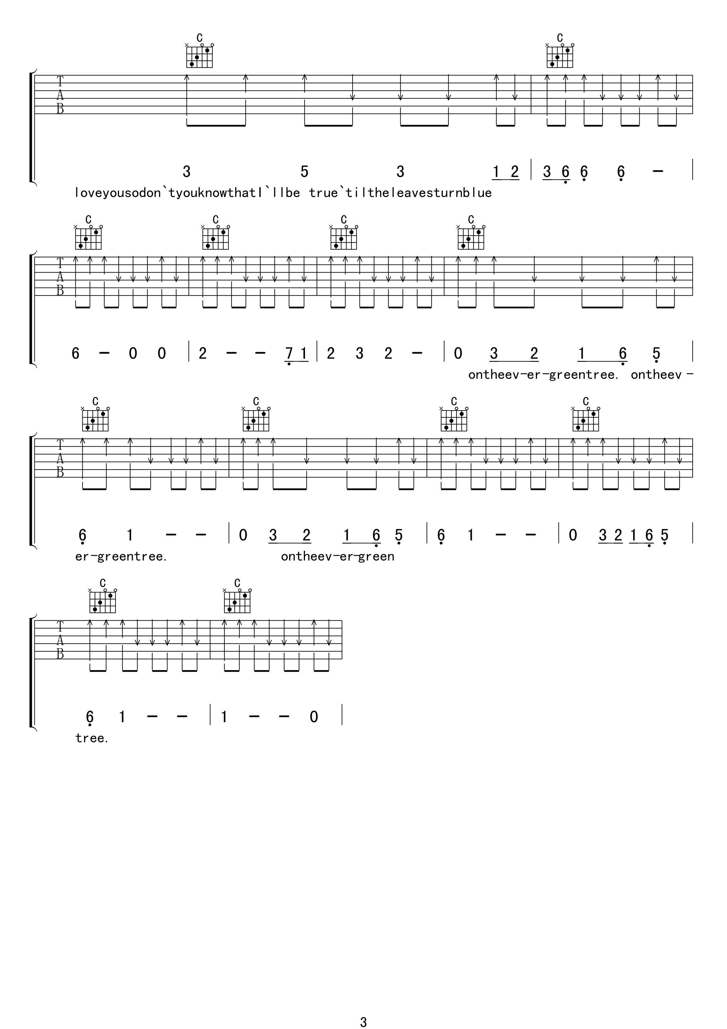 EvergreenTree吉他谱第(3)页