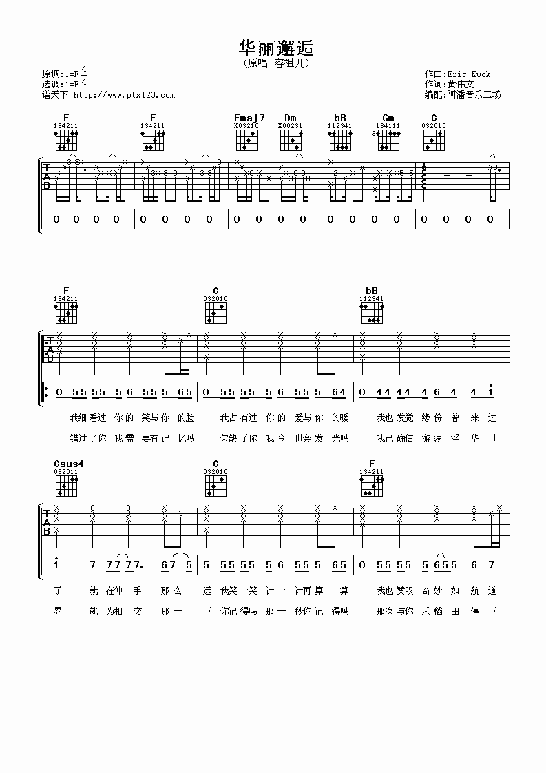 华丽邂逅吉他谱第(1)页