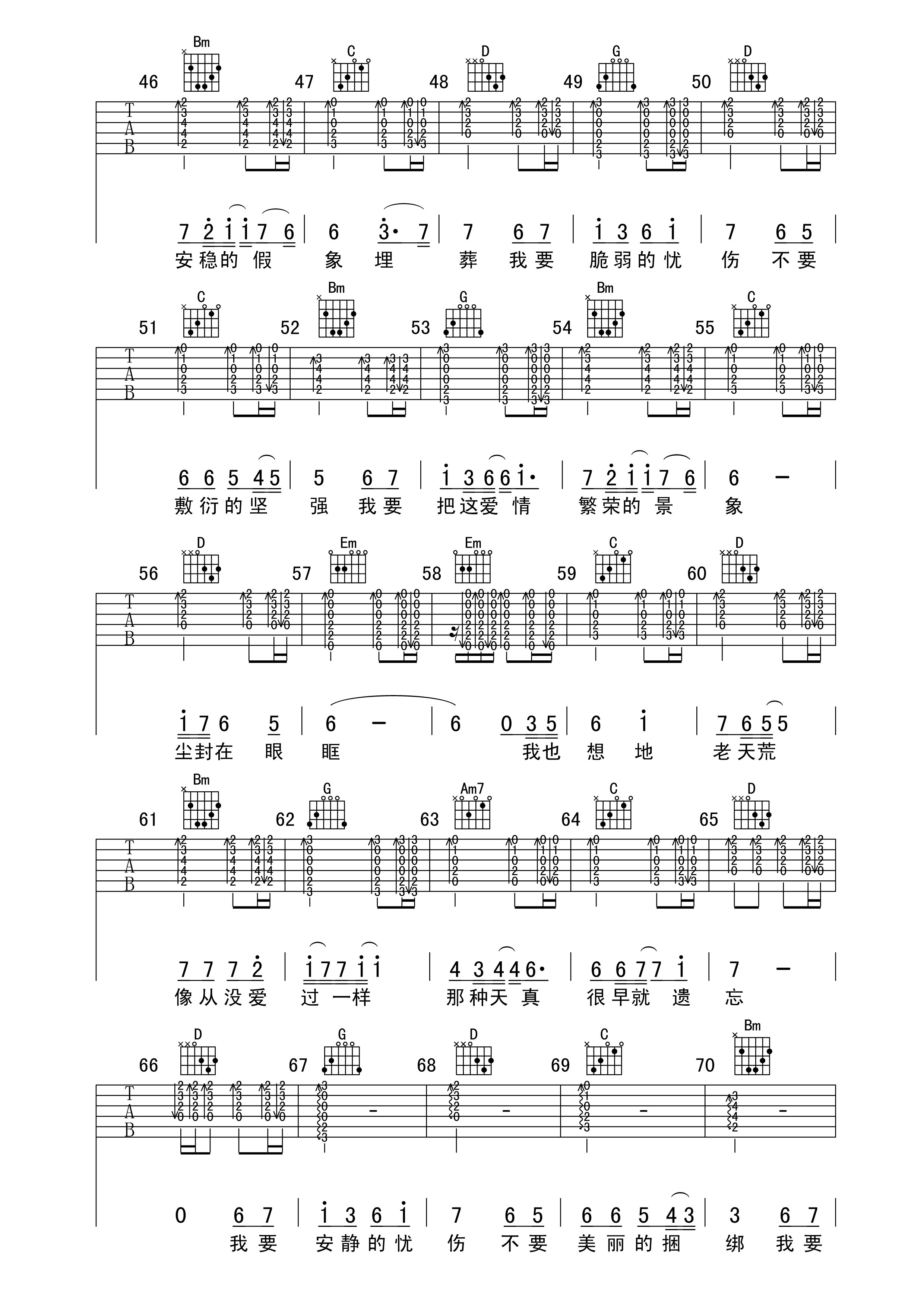 忧伤倒数吉他谱第(3)页