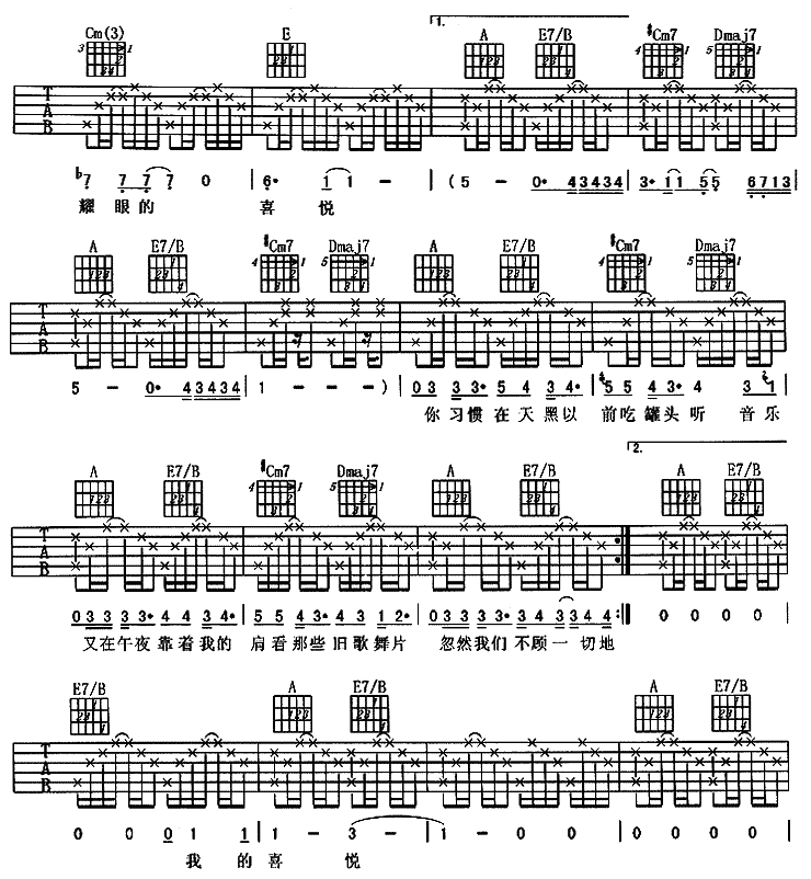 喜悦吉他谱第(2)页