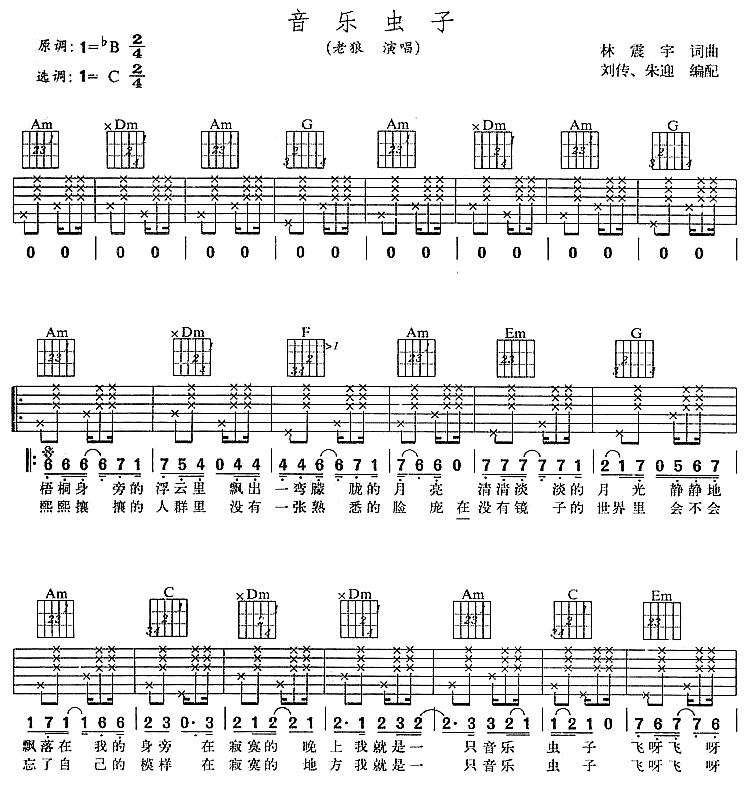 音乐虫子吉他谱第(1)页