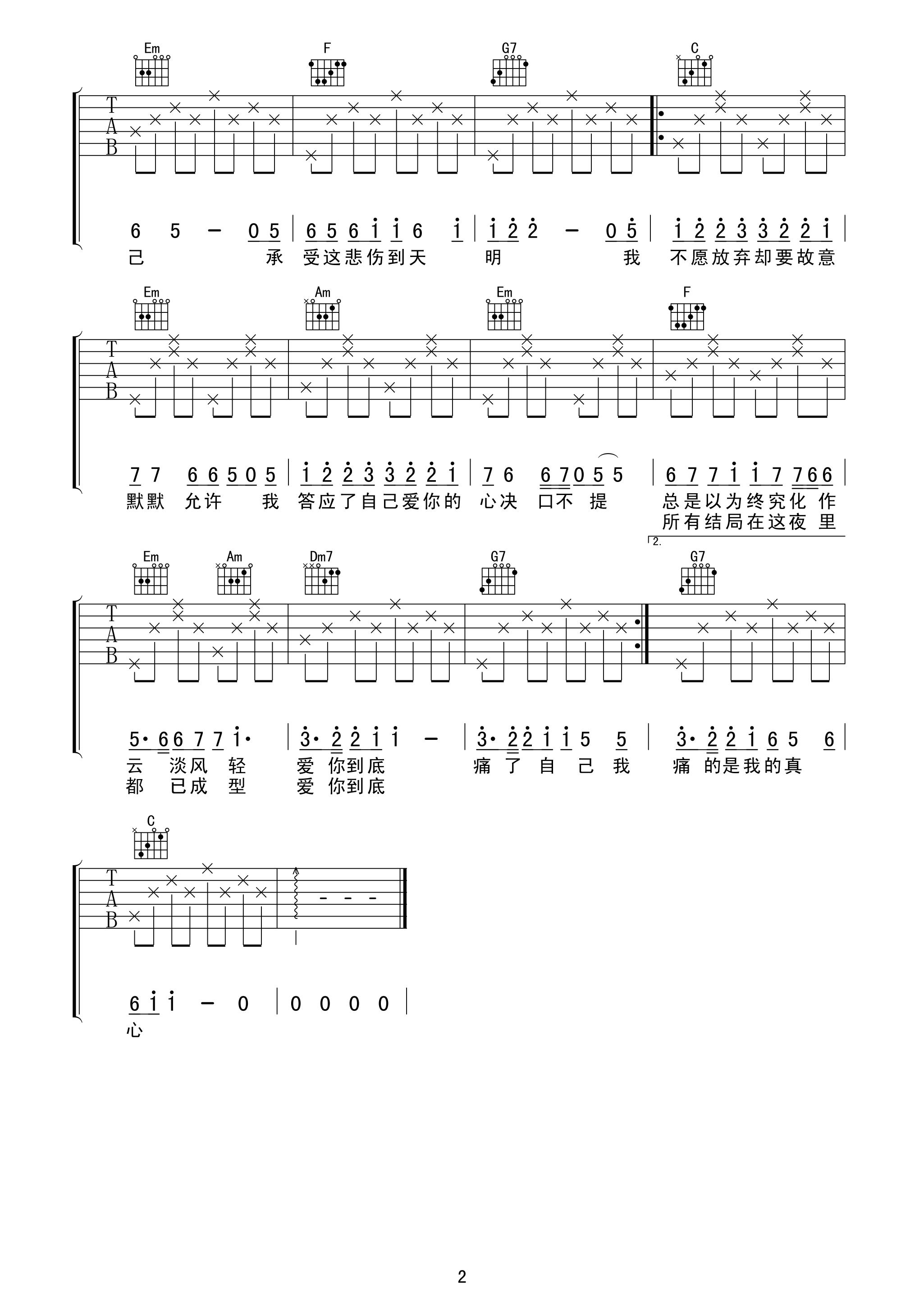 绝口不提爱你吉他谱第(2)页