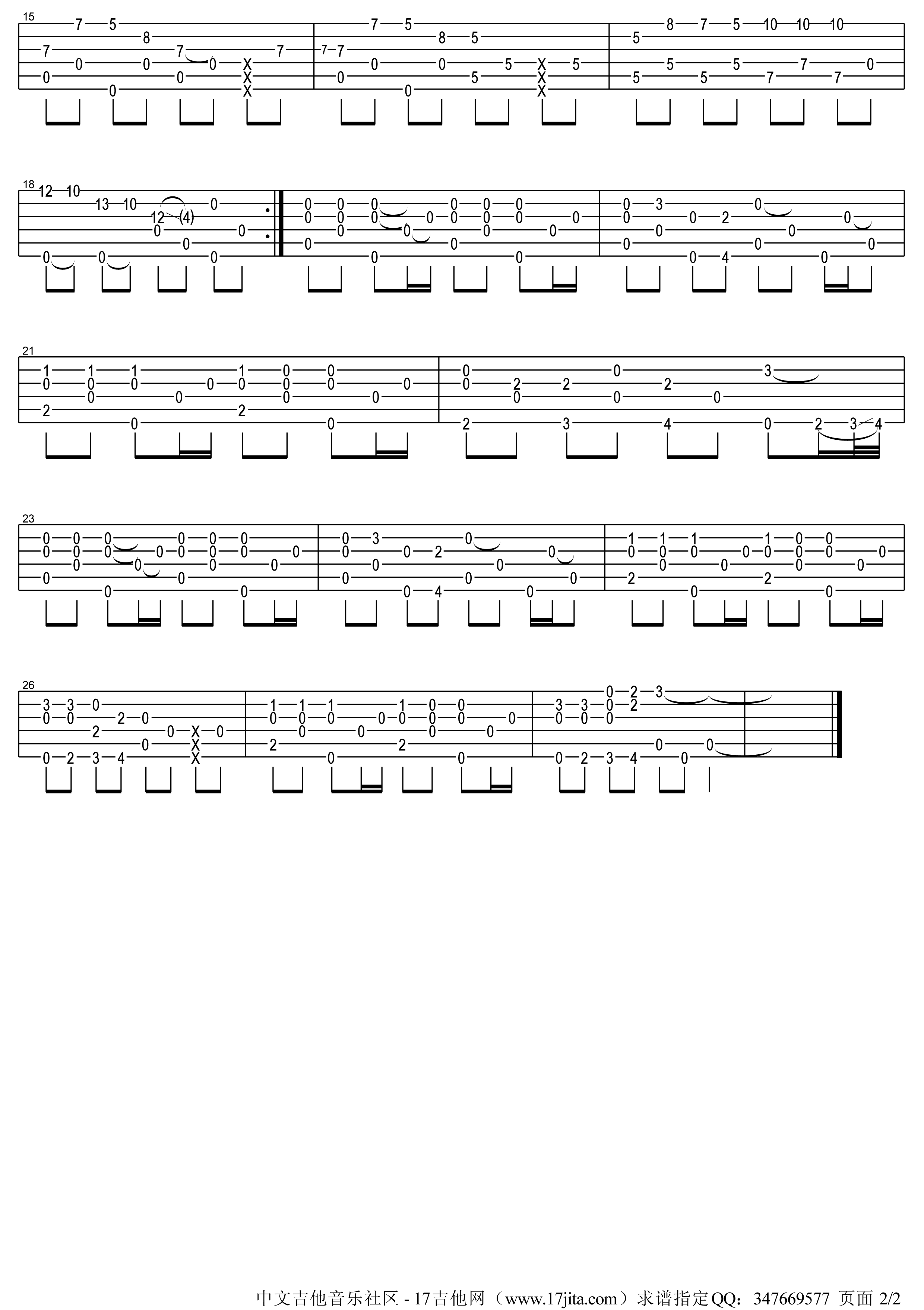 JingleBell指弹吉他谱第(2)页