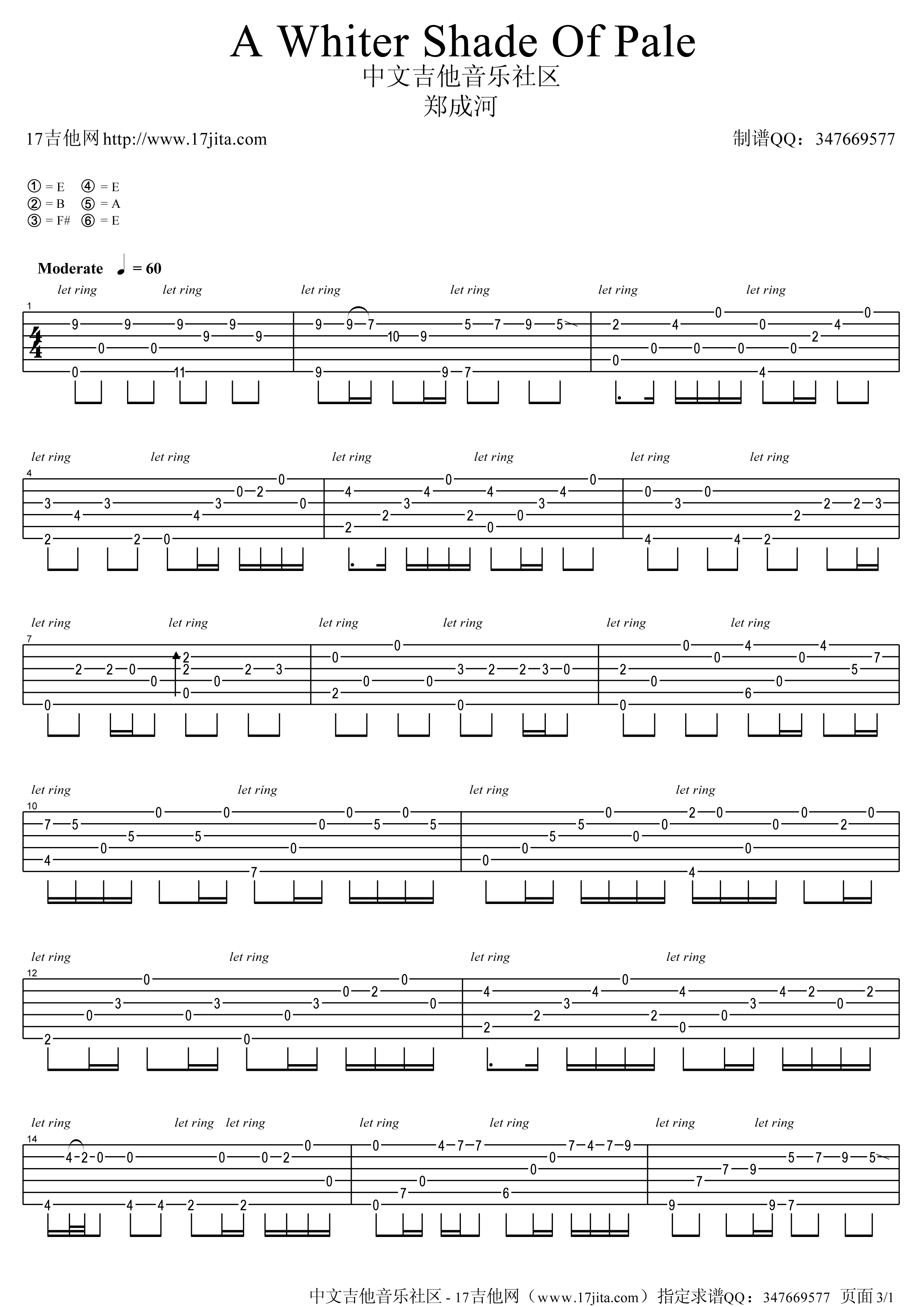 AWhiterShadeOfPale指弹吉他谱第(1)页