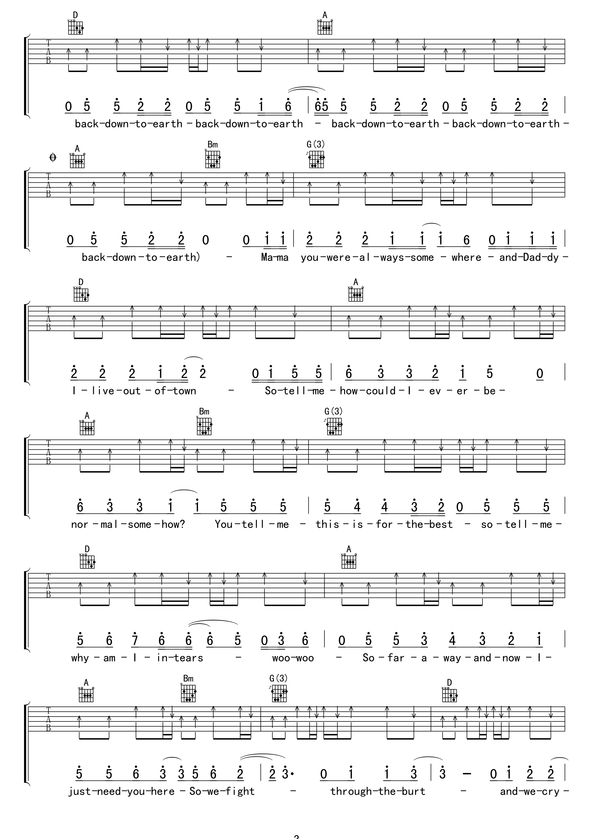 Downtoearth吉他谱第(3)页